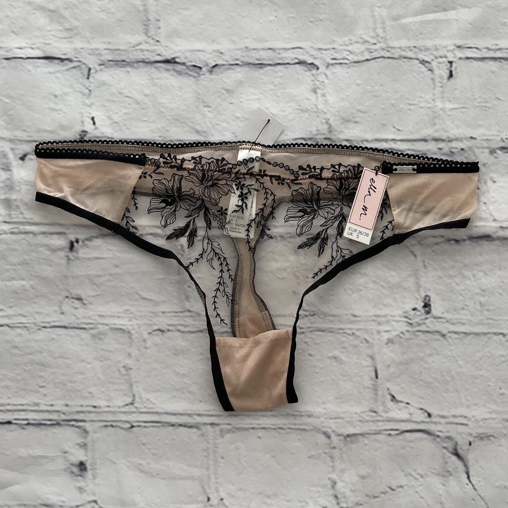 Ella M Liv Sheer Mesh Floral Embroidered Panties